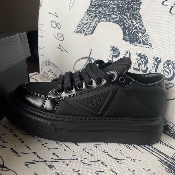 *SOLD* Prada Macro Nylon &amp; Leather Platform Sneaker - Picture 6 of 10